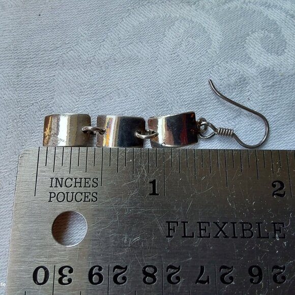 Sterling 925 silver earrings dangling kinetic modern - Picture 4 of 4